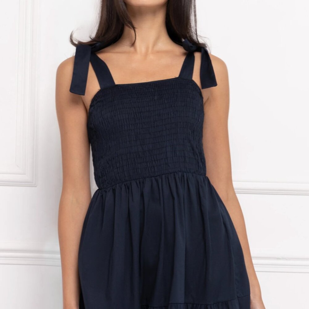 Aavelle Cotton Tie Shoulder Maxi Dress - Cornflower Blue - M/L